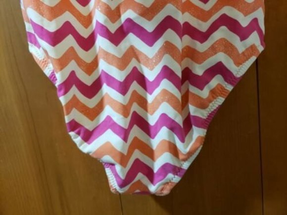 Garnet Hill Kids One-Piece Swimsuit Girls 8 Chevron Pattern - Picture 11 of 16